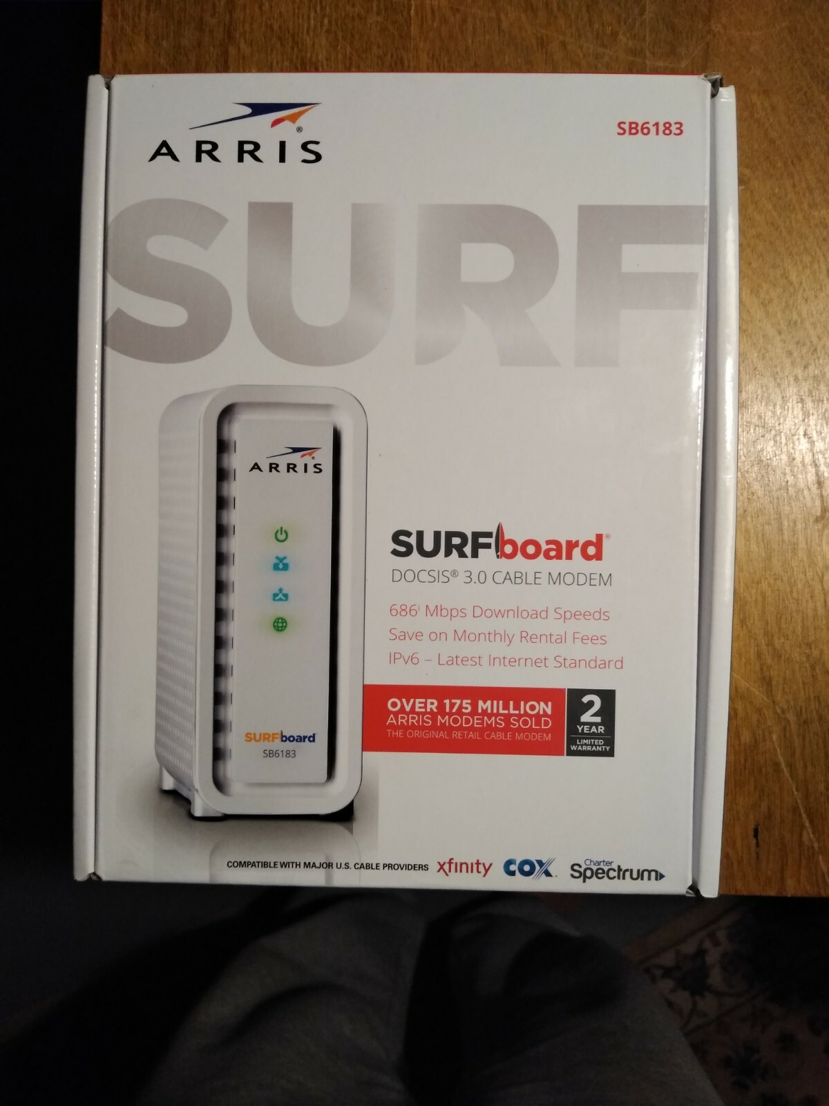 ARRIS SURFboard DOCSIS 3.0 Cable Modem – White SB6183, 2017 – Open Box!