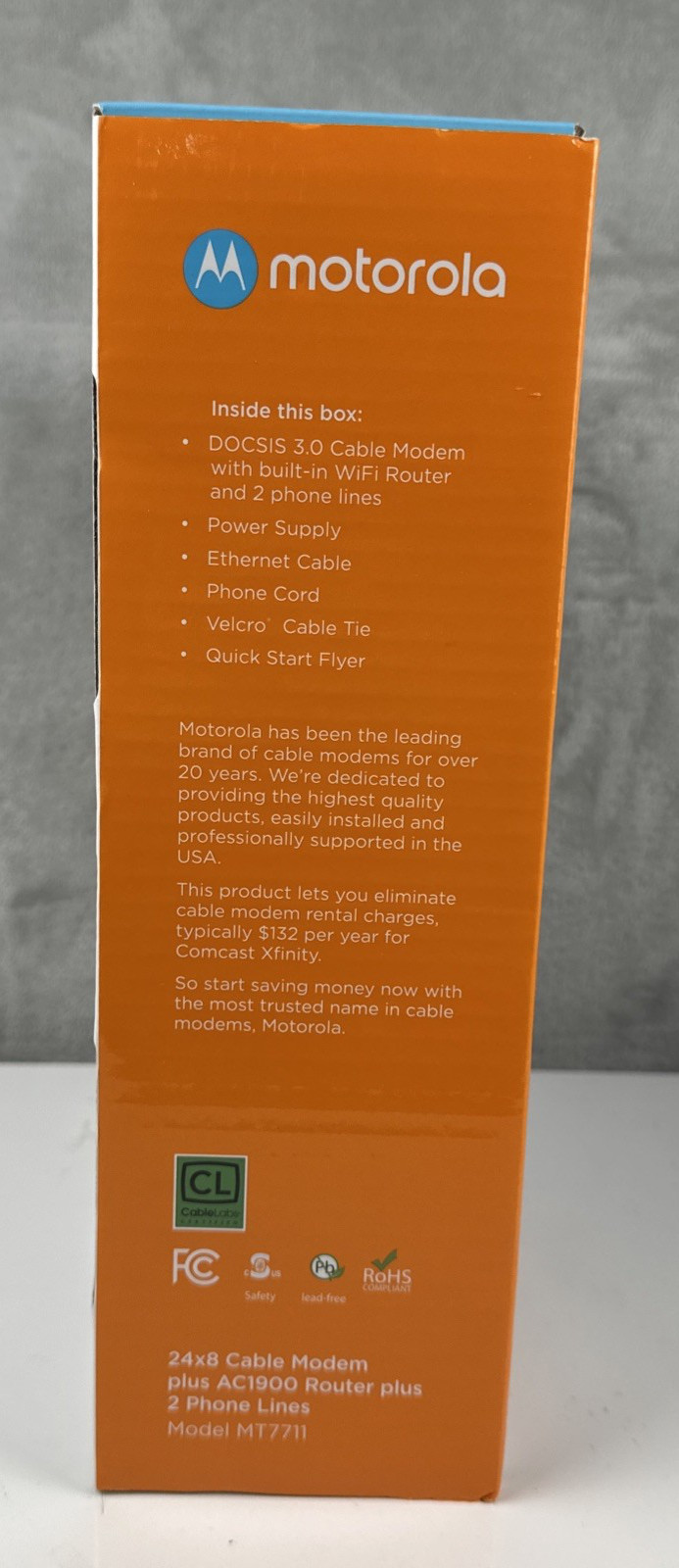 Motorola MT7711 24×8 Cable Modem AC1900 WiFi Router 2 Phone Lines Xfinity *READ*