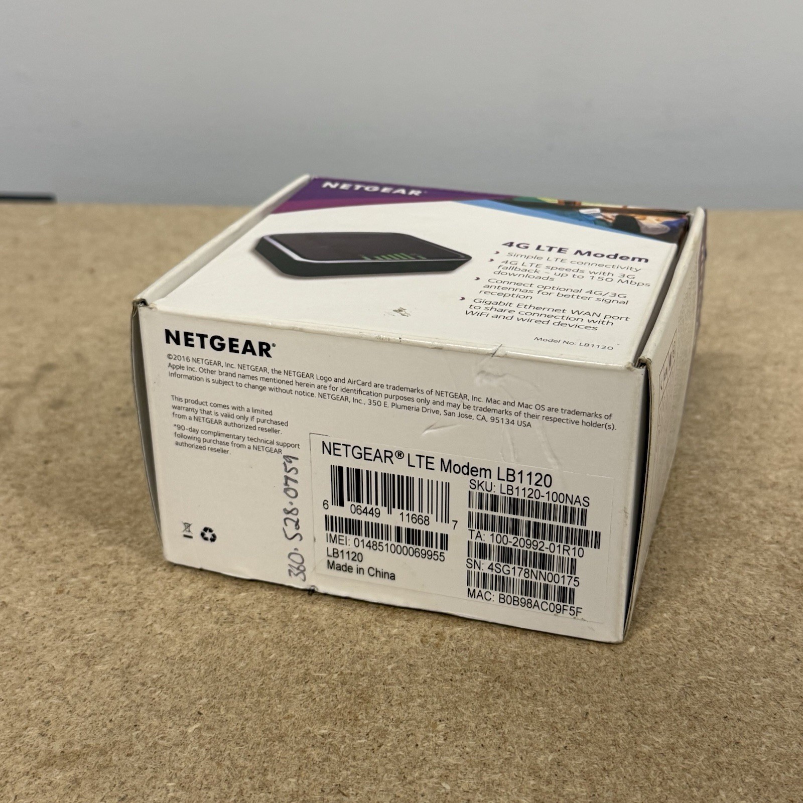 Netgear LB1120 4G LTE Broadband Modem 150Mbps Ethernet Network Device