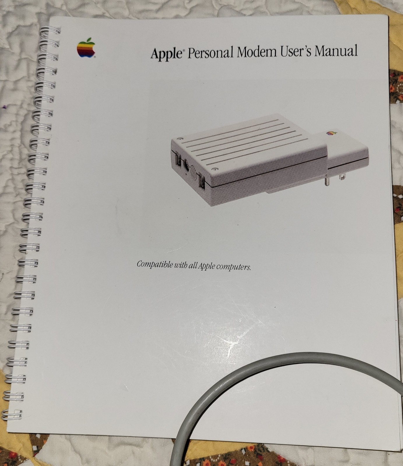 Apple Personal Modem A9M0334 External Dial-Up 2400bps Serial w/ Cables Manual