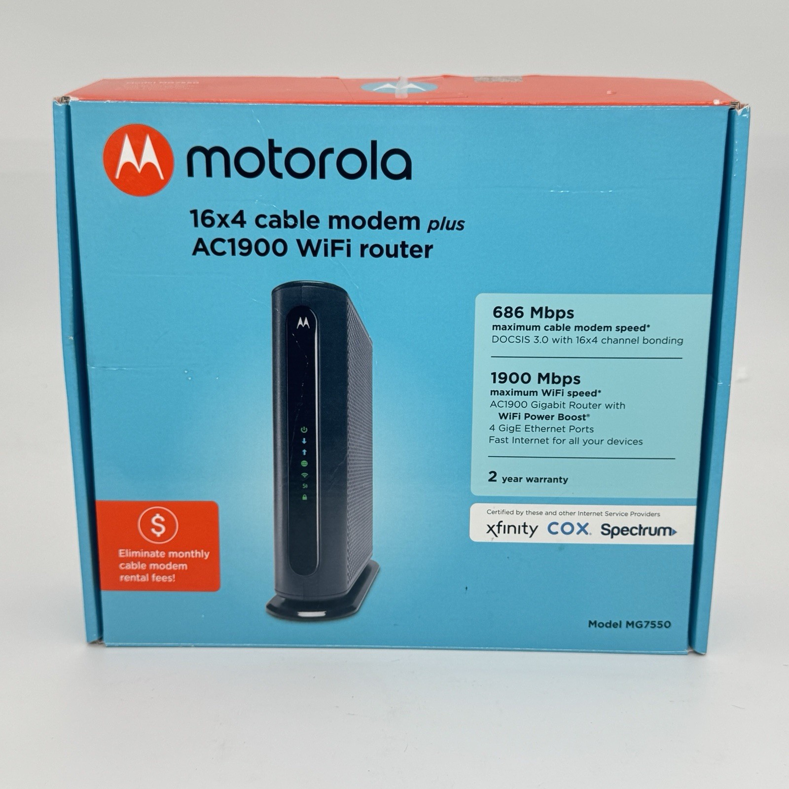 Motorola MG7550 16×4 DOCSIS 3.0 Cable Modem Plus AC1900 WiFi Router