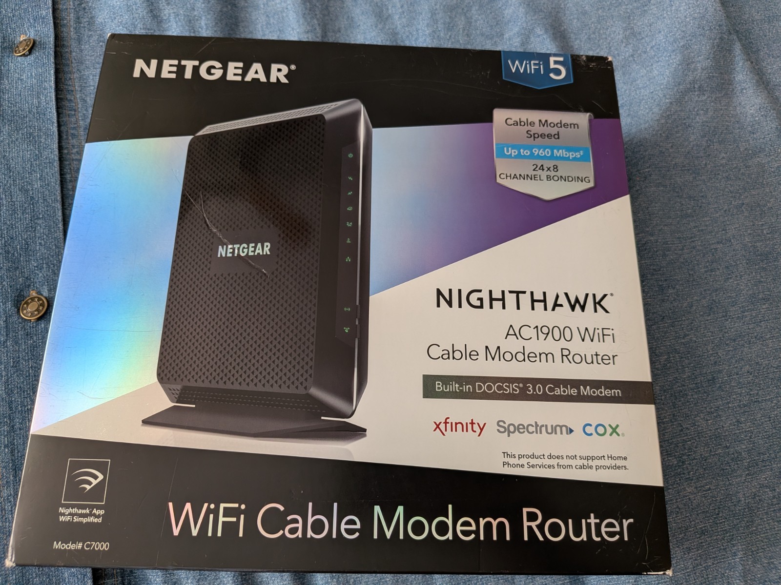 NETGEAR – Nighthawk AC1900 Router with DOCSIS 3.0 Cable Modem – Black