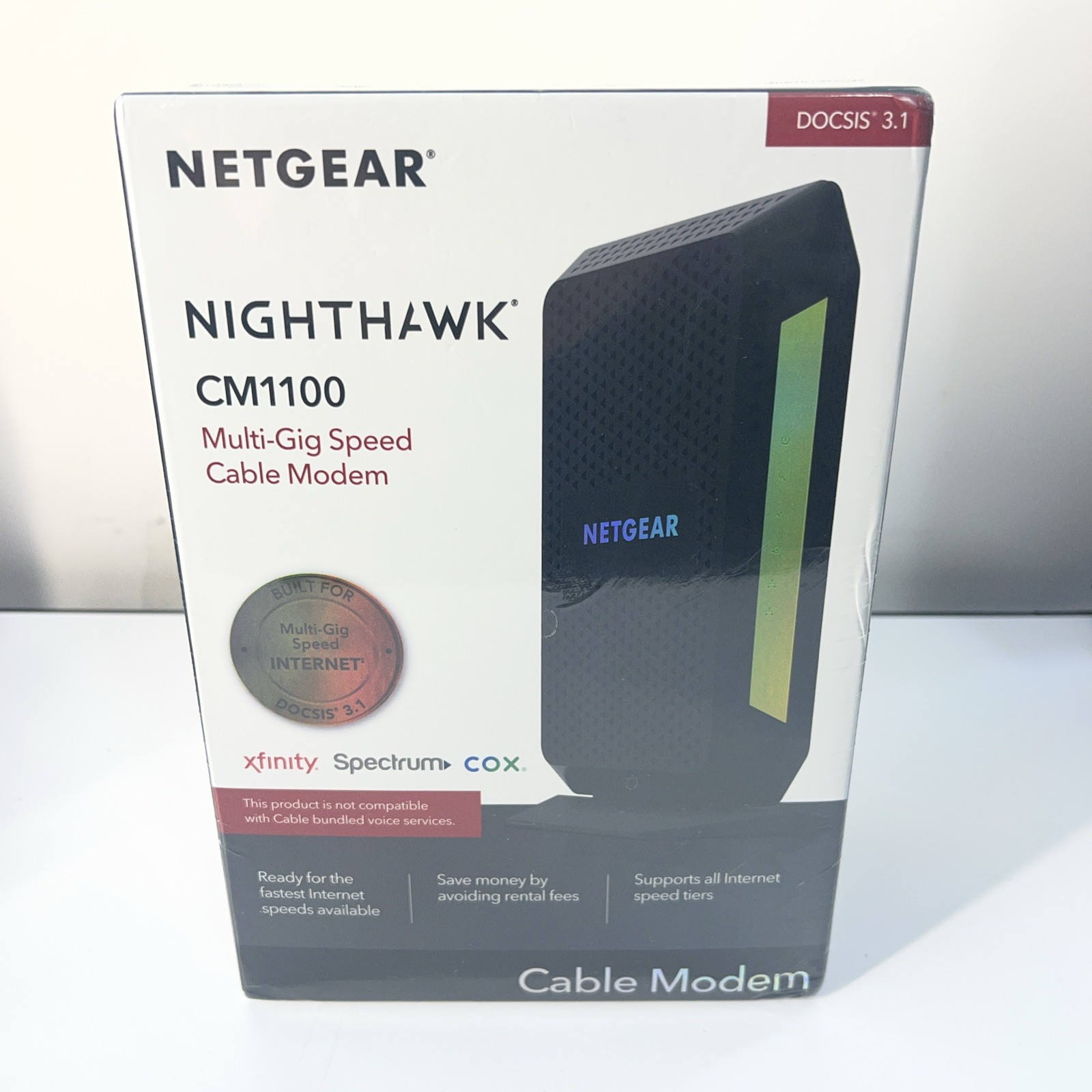 NETGEAR Nighthawk CM1100 Cable Modem DOCSIS 3.1 Xfinity Spectrum Cox – Multi-Gig
