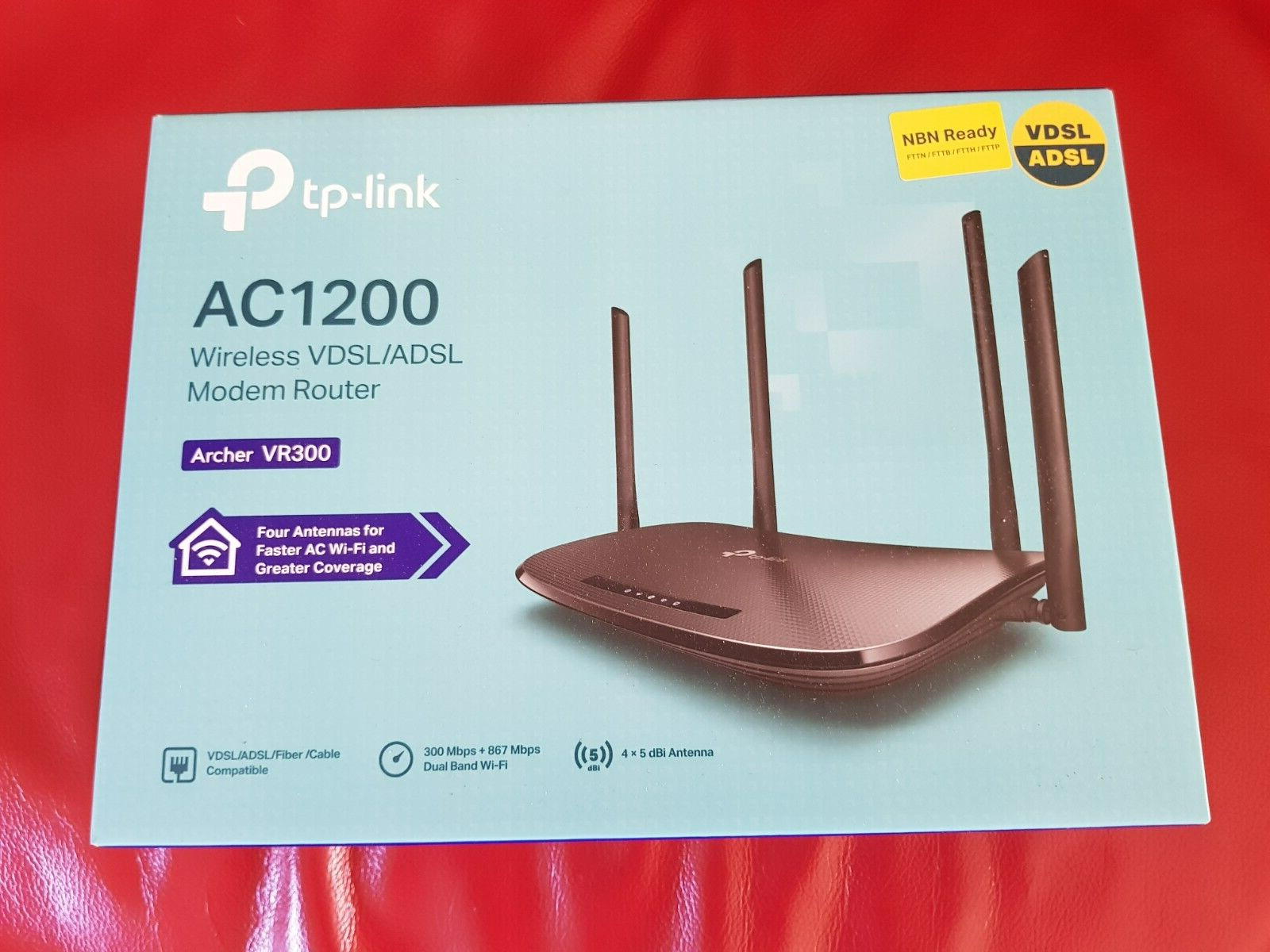 TP-LINK AC1200 WIRELESS VDSL/ADSL Modem Router ARCHER VR300 NBN 4 Antennas NIB