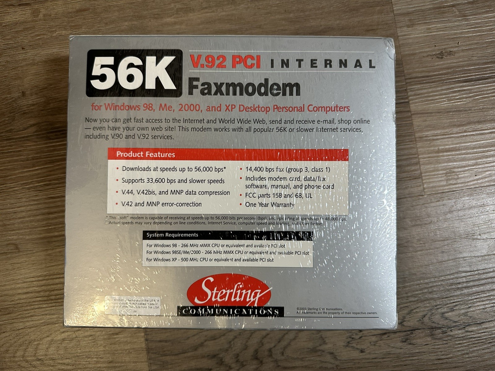 New Sealed Vintage Sterling S20-03B Model S20 V.92 PCI Internal Faxmodem 56K