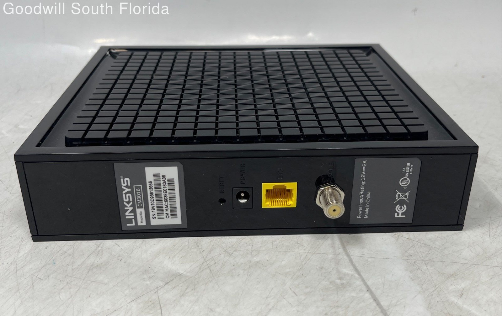 Linksys Model CM3016 Black Coax Ethernet Cable Modem With Adapter Not Tested
