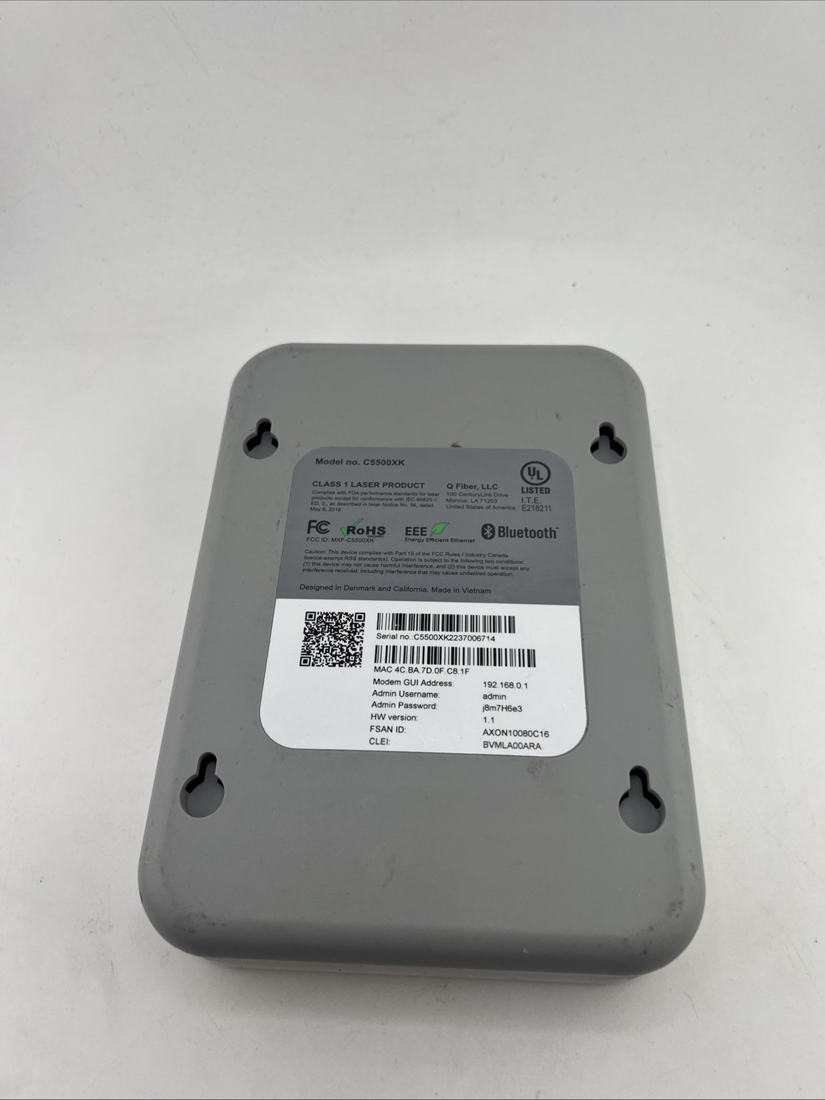 Quantum Fiber C5500XK High Performance Modem No Power Cord READ!!!!