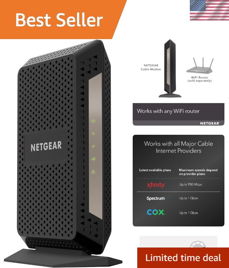 Netgear CM1000 Ultra High-Speed Modem – Up to 1 Gbps, Easy Setup, Compact Design
