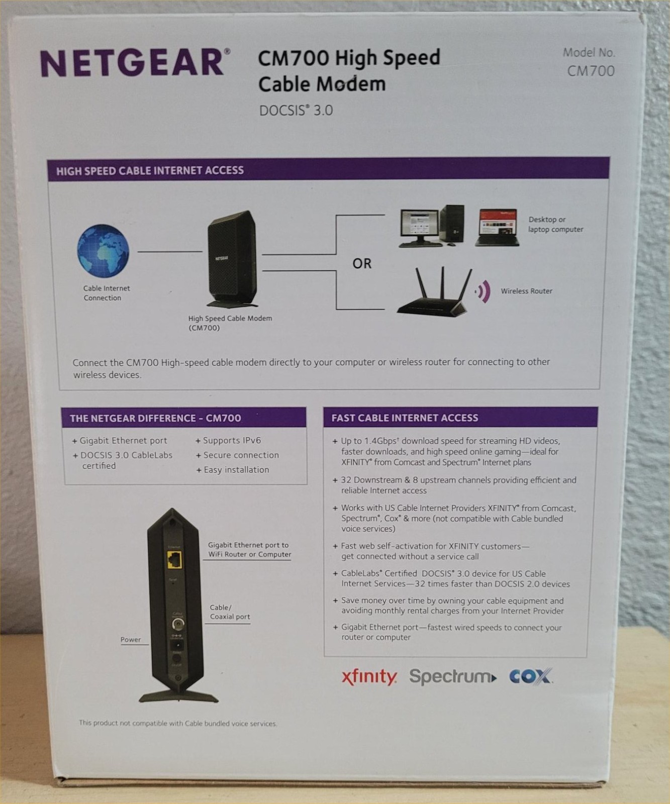 NETGEAR CM700-100NAS Cable Modem, NEW IN BOX!
