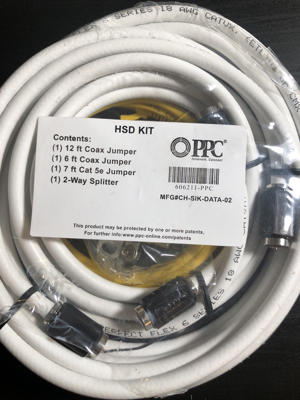 HSD Kit 7 ft Cat 5e & 6 ft and 12 ft. Coax Jumper Cables With 2-Way Splitter