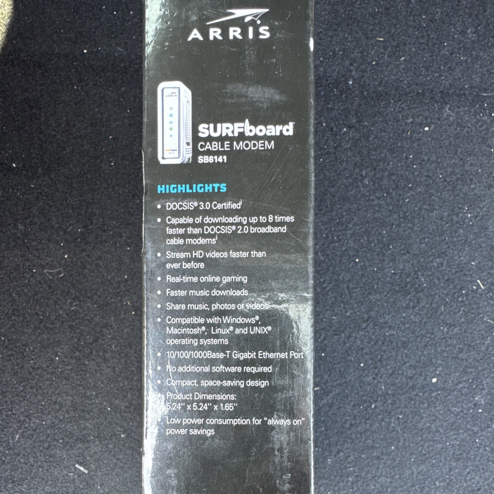 ARRIS SURFboard SB6141 DOCSIS 3.0 Cable Modem 343 Mbps IPv6 1x Ethernet