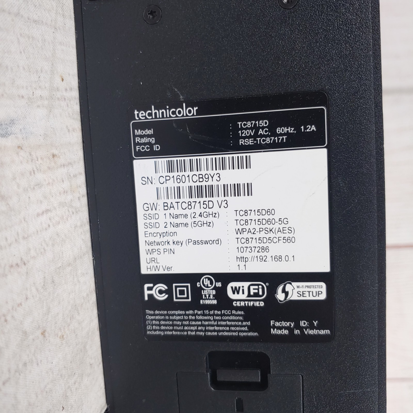 Technicolor TC8715D DOCSIS 3.0 Cable Modem Wi-Fi Router Gateway Dual Band TESTED