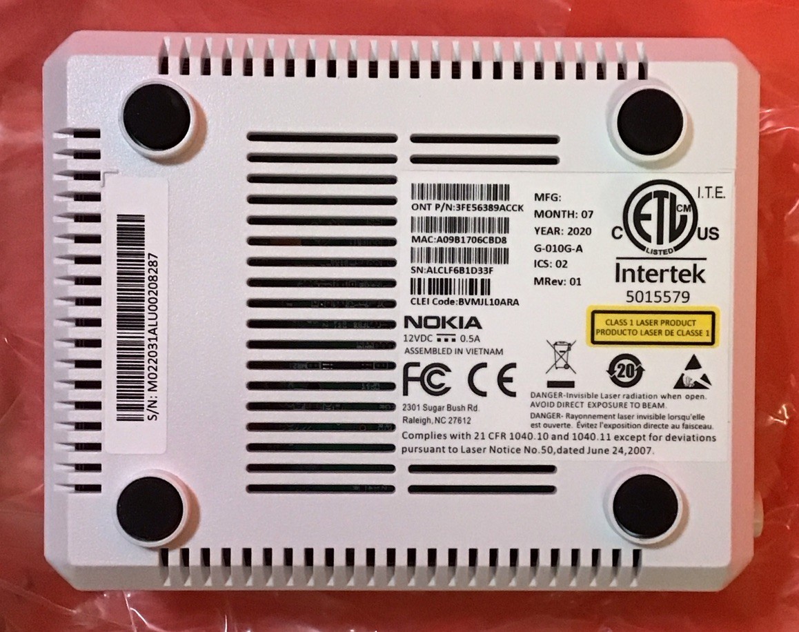 NEW Nokia AT&T Fiber optic ethernet Network terminal G-010G-A /PT701