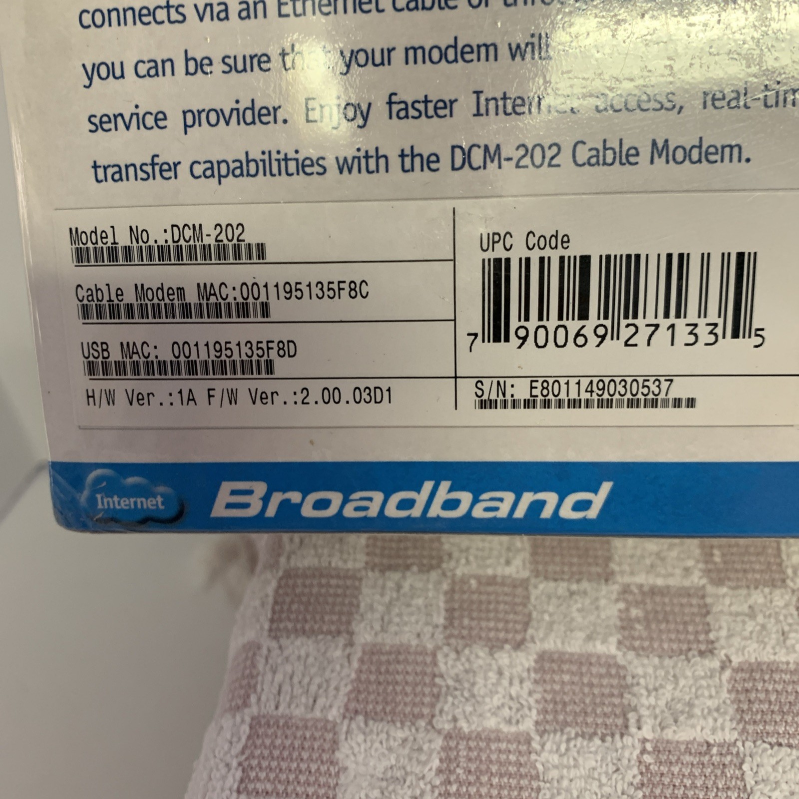 D-Link broadband Cable Modem DCM-202 / New Unopened