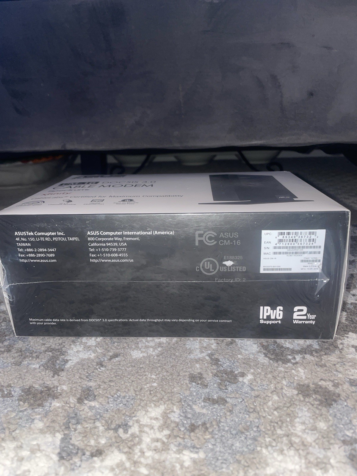 Asus CM-16 DOCSIS 3.0 Cable Modem Gigabit LAN 686Mbps w Power Cord & Ethernet