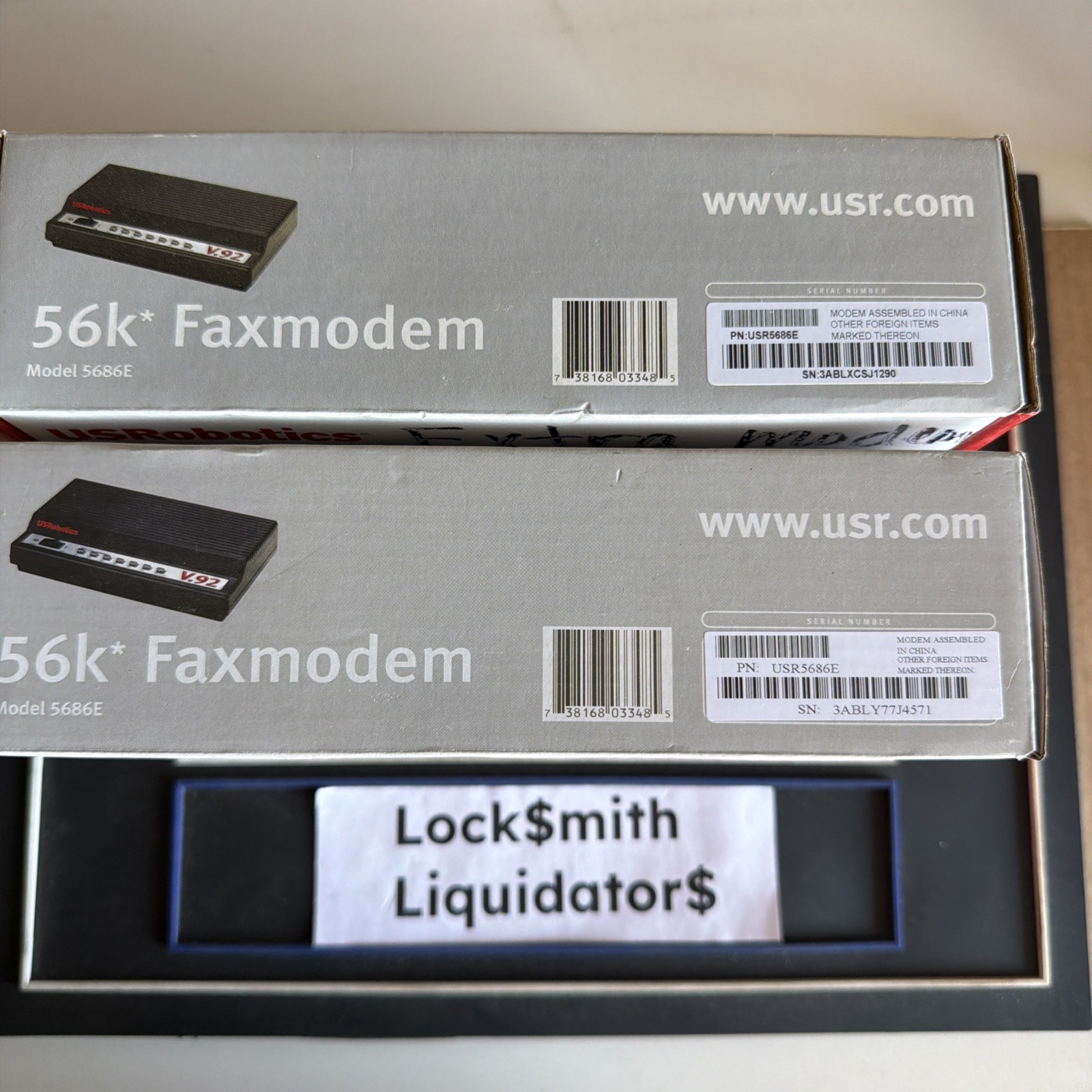Two US Robotics 56K External Fax Modem V.90 V.92 Unused 1 Open Box 1 sealed