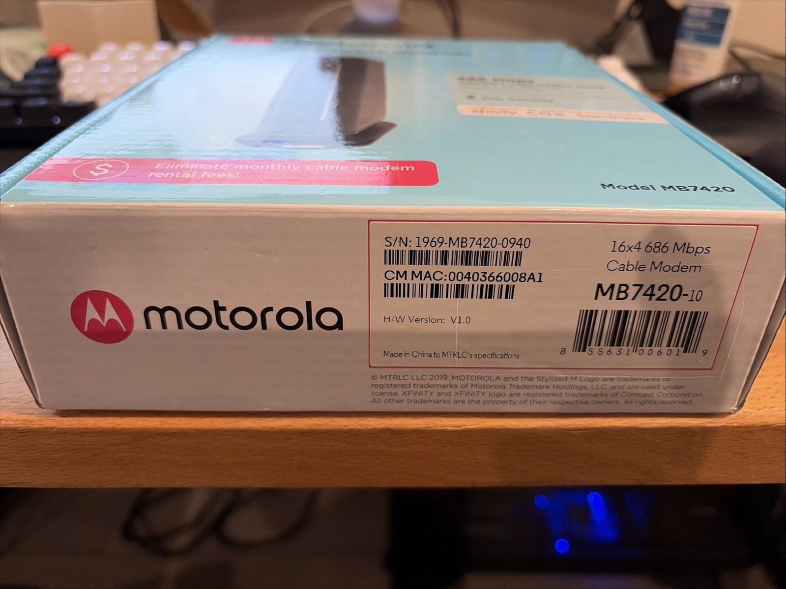 Motorola MB742010 686mbps DOCSIS 3.0 Cable Modem