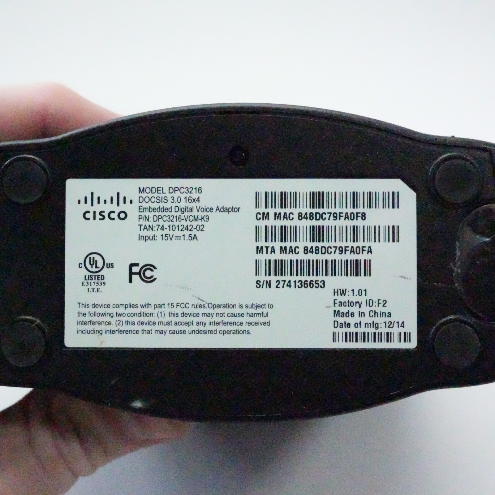 Technicolor DPC3216 Telephone Gateway Wireless-n Router Docsis 3.0 NO CORD
