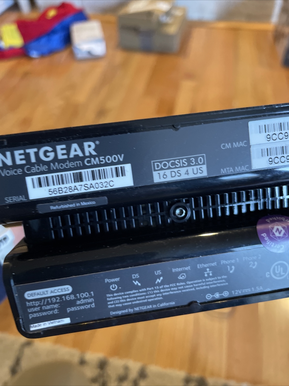 NETGEAR CM500V Cable Modem DOCSIS 3.0 Voice for Optimum, Xfinity, Cox, Spectrum