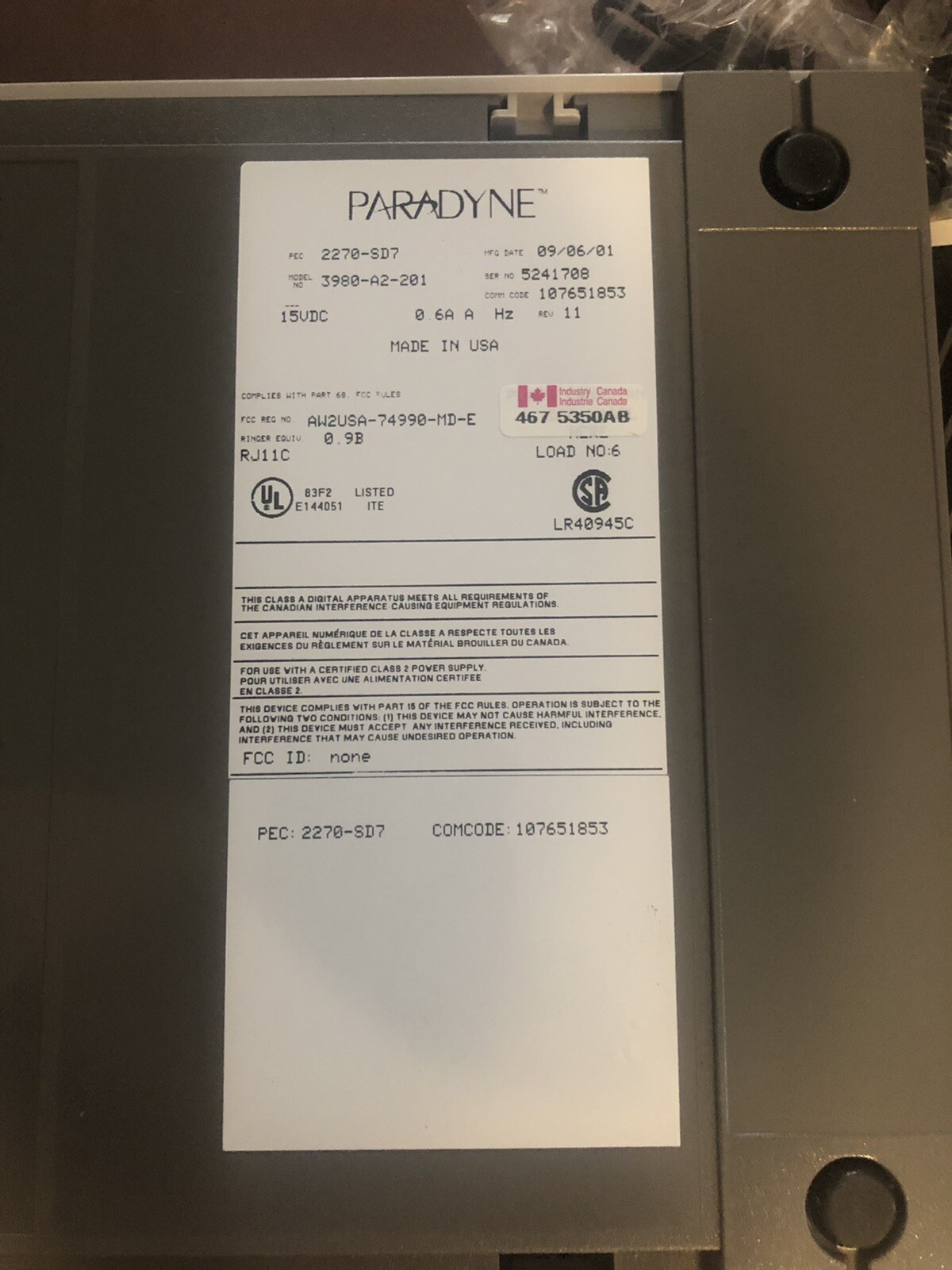 NEW PARADYNE COMSHERE 3800 PLUS MODEMS MODEM 3980-A2-201