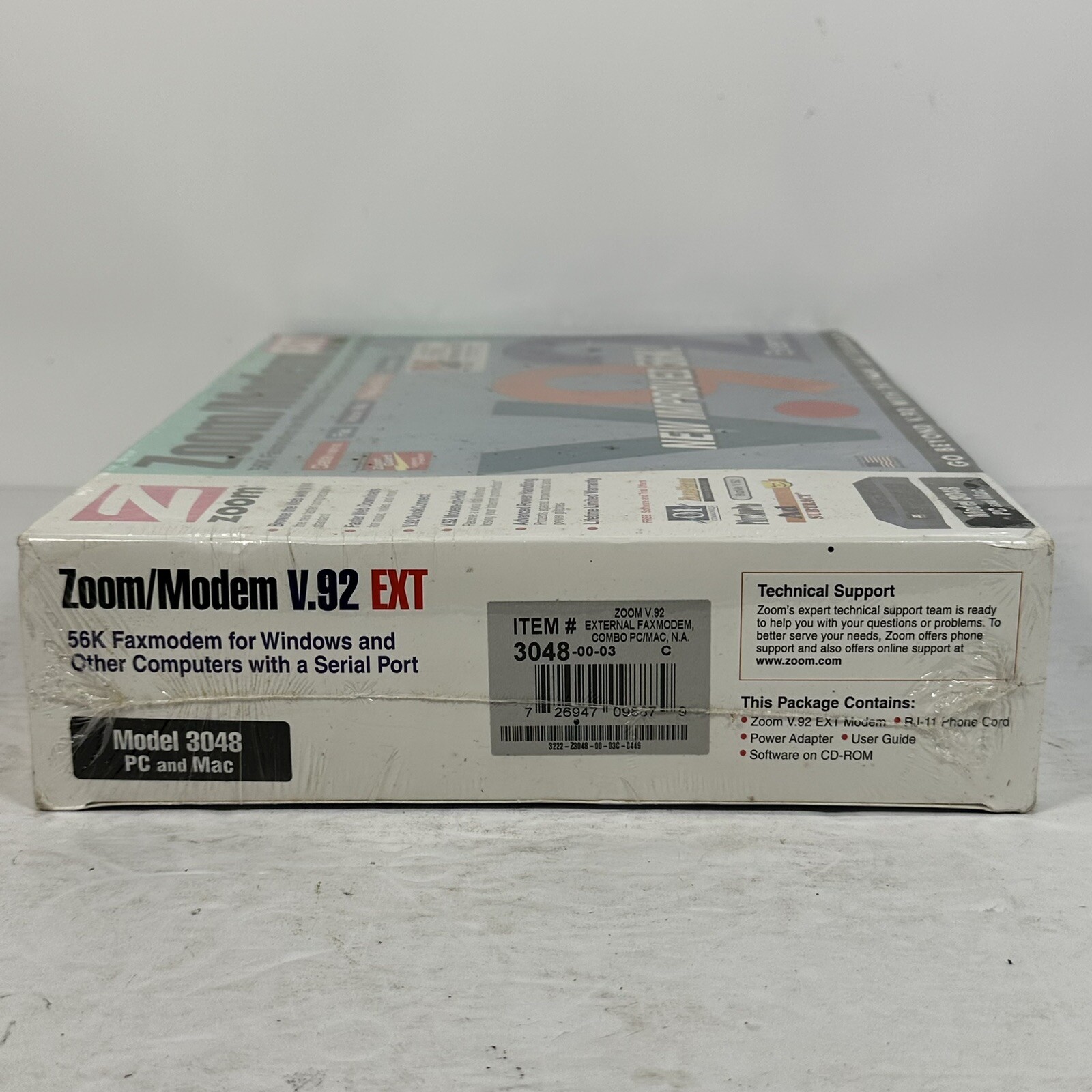 Zoom 3048 External RS-232 56k V.92 Faxmodem for Windows & MAC, Serial Port, NEW