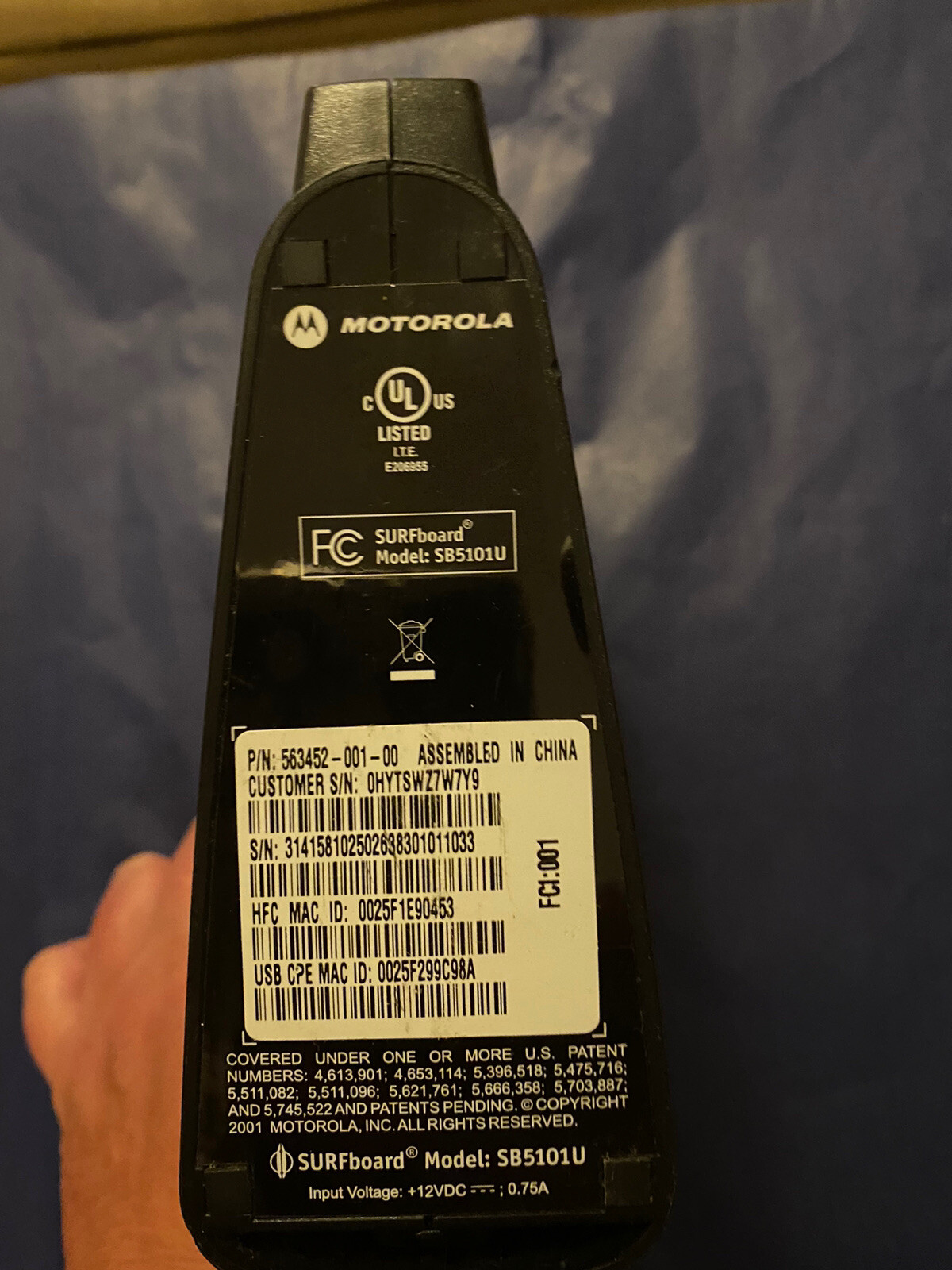 Motorola SURFboard Cable Modem Model: # SB5101U With Power Cord and cable new