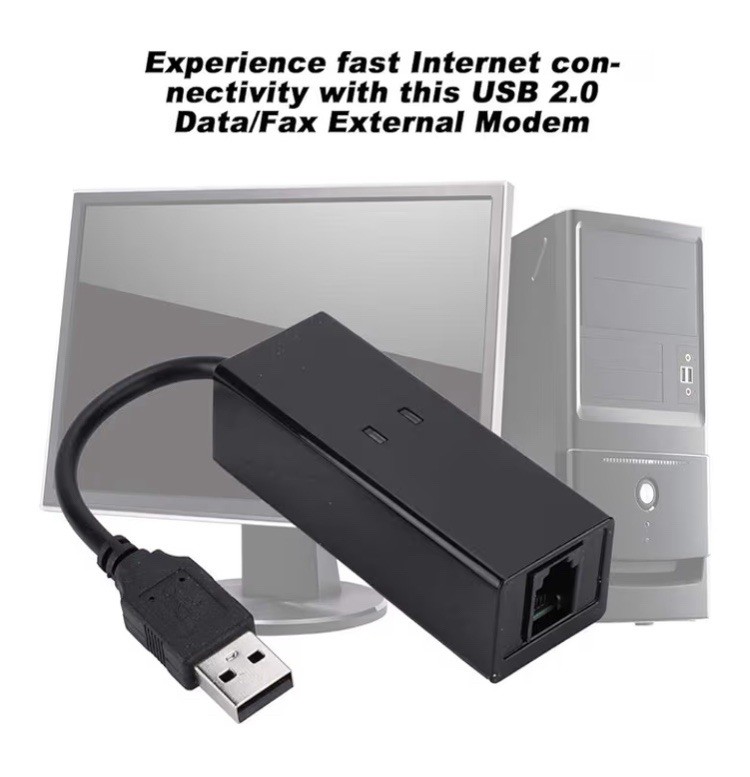 RJ11 Port USB 2.0 56K External Dial Up Voice Fax Data Modem Win 7/8/10 V.92/V.90