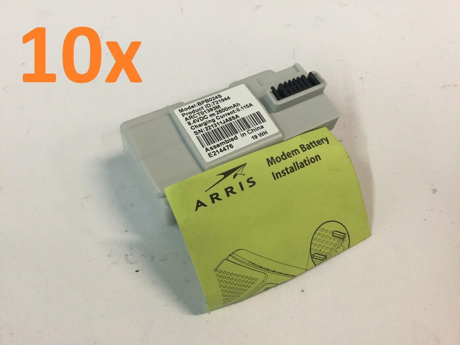 Lot of 10 – New Arris Cable Modem Backup Battery BPB024S 8.4VDC 721944 2600mAh