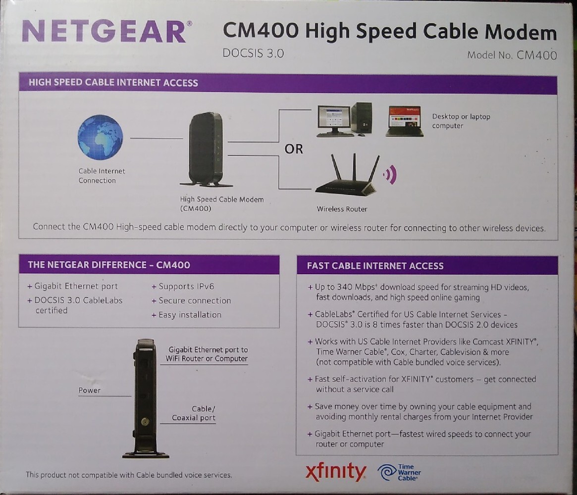 Netgear DOCSIS 30 (CM400-100NAS) 340 Mbps