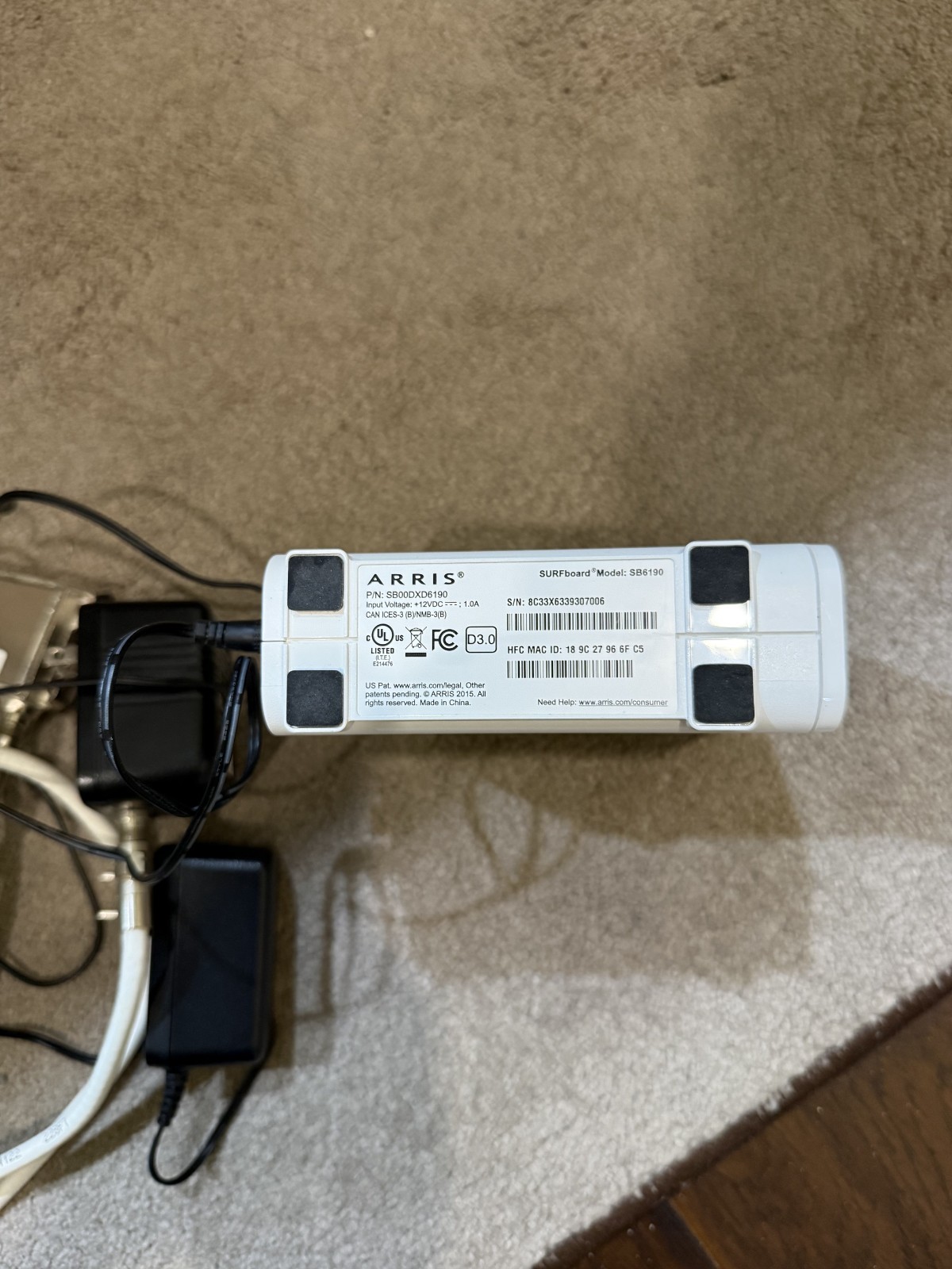 ARRIS Surfboard SB6190-RB DOCSIS 3.0 Cable Modem, Signal Amplifier