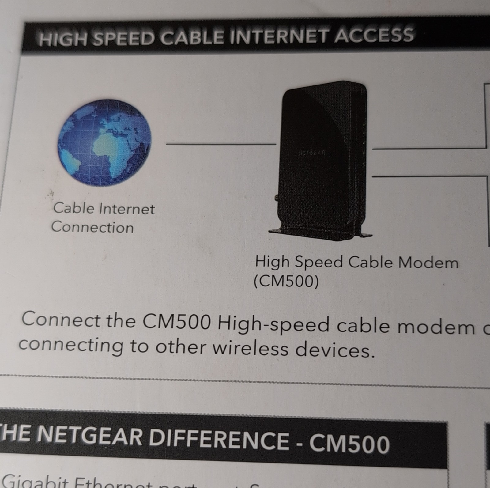 NETGEAR CM500 DOCSIS 3.0 Cable Modem 680Mbps Channel Bonding xfinity Cox