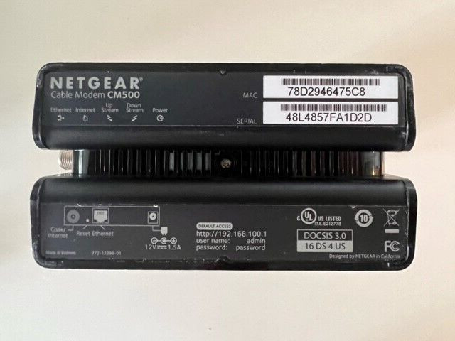 NETGEAR Cm500-1aznas 16×4 DOCSIS 3.0 Cable Modem Max Download Speeds of 686mbps