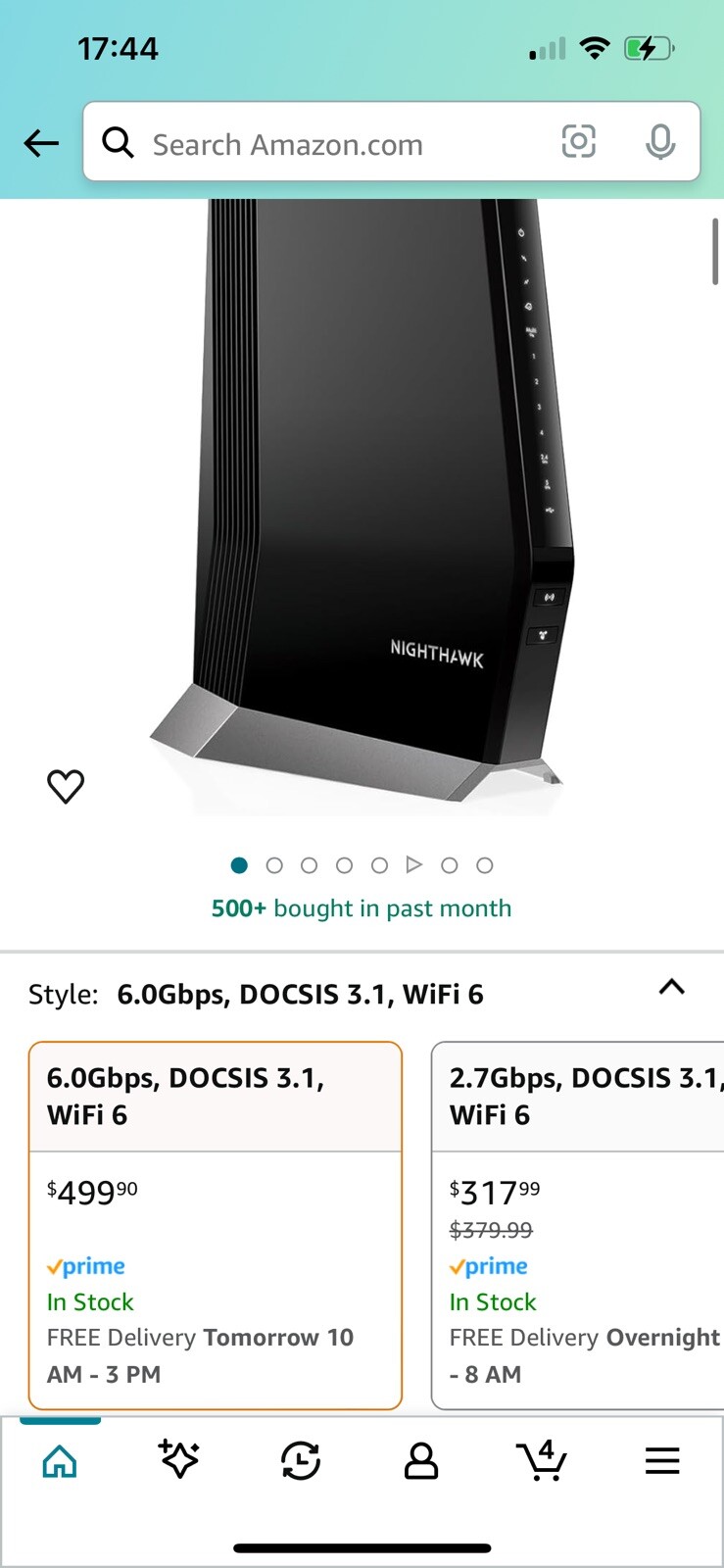 NETGEAR Nighthawk Cable Modem with WiFi 6 Router (CAX80) AX6000 DOCSIS 3.1