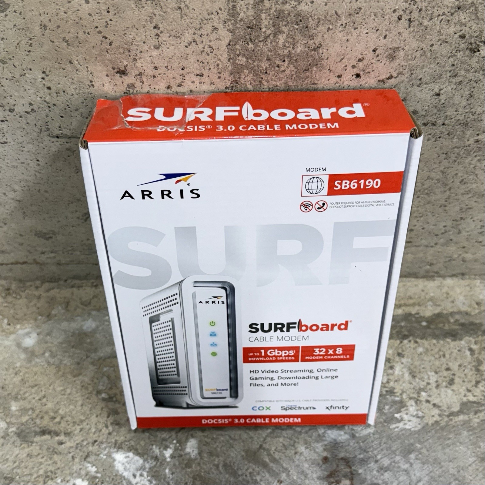 ARRIS SURFboard SB6190 DOCSIS 3.0 32×8 Gigabit Cable Modem 1 Gbps Open Box