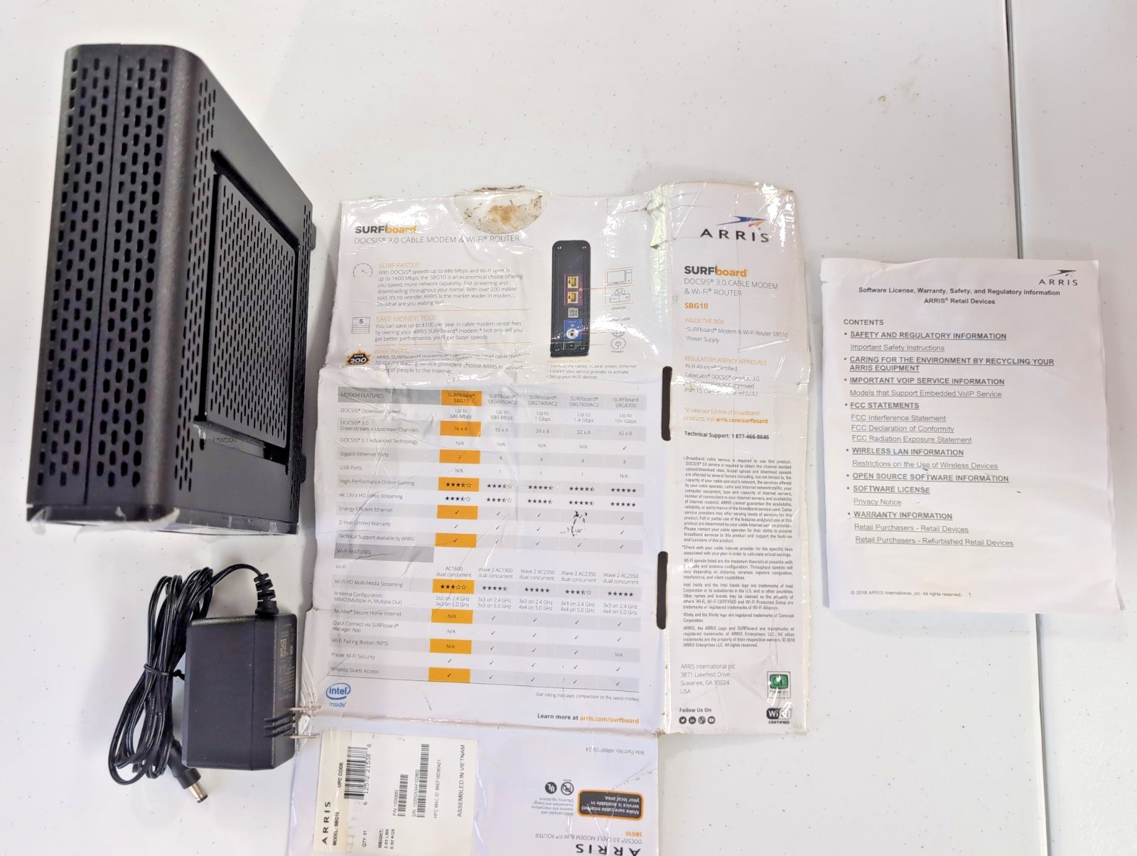 OPEN BOX – ARRIS SBG10 SURFboard AC1600 Dual-Band Cable Modem Router – Black