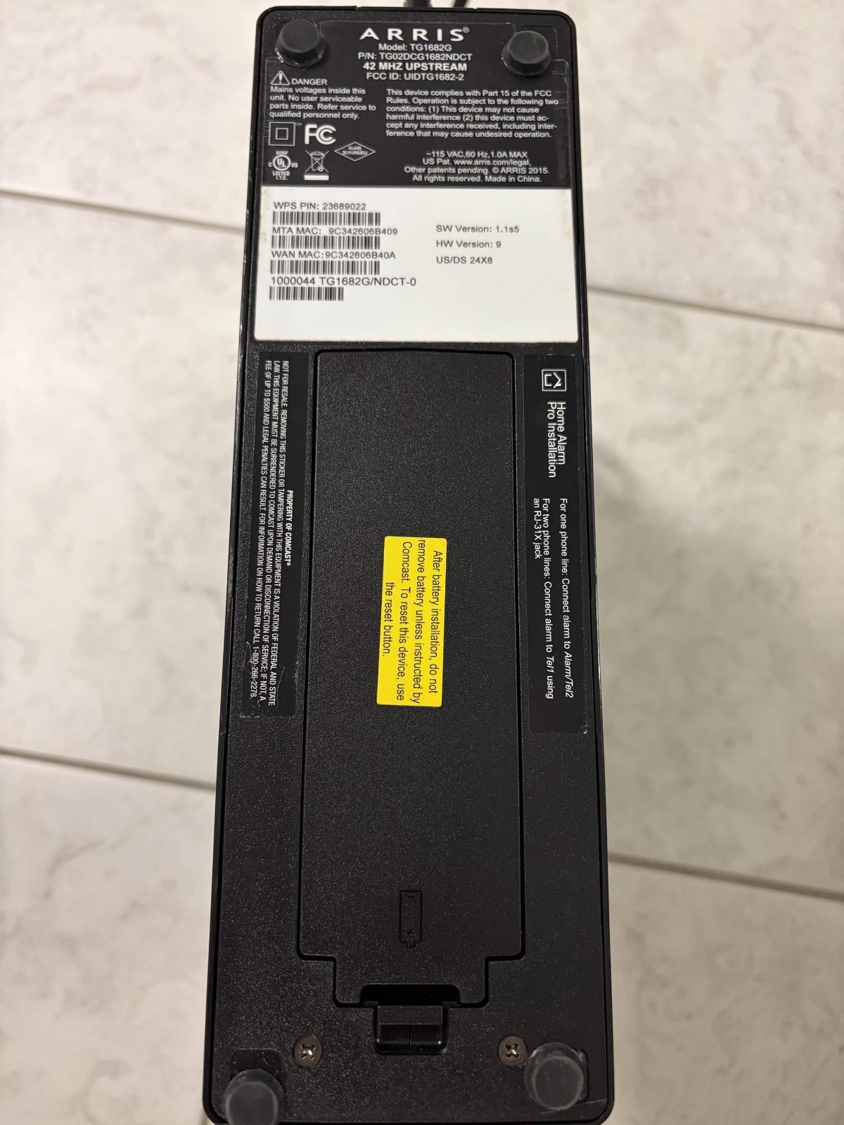 Xfinity Arris TG1682G Dual-Band WiFi Telephone Cable Modem