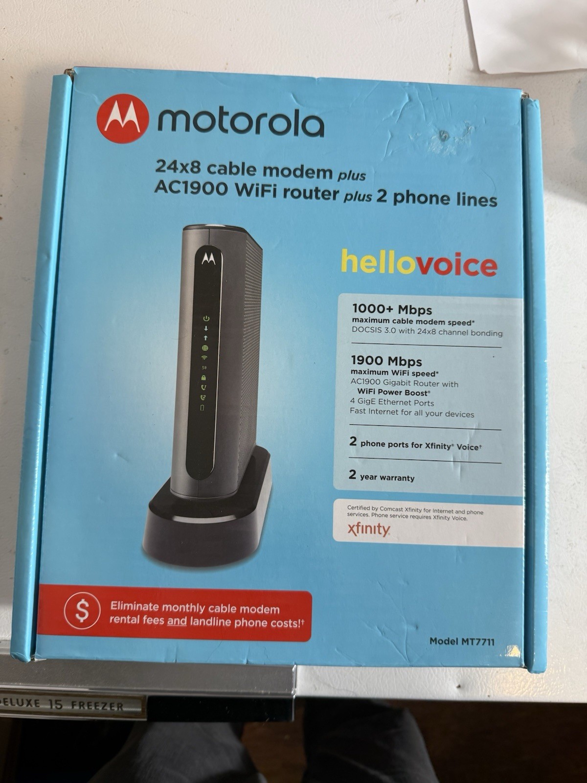 Motorola 24×8 Cable Modem + AC1900 WiFi Router + 2 Phone Line for Xfinity MT7711