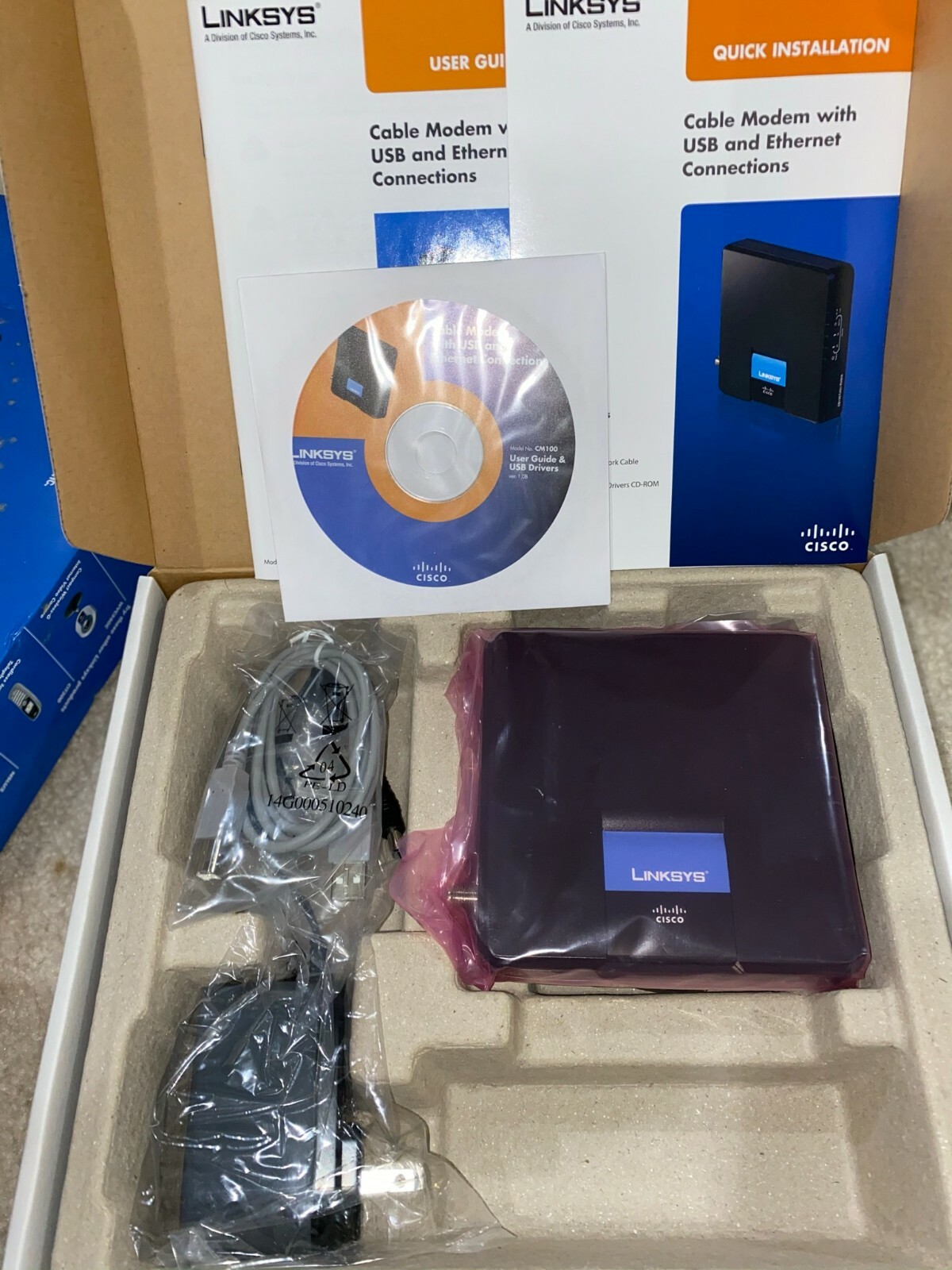 Linksys Cisco CM100 Cable Modem USB Ethernet 10/100 Docsis 2.0 Original New Seal