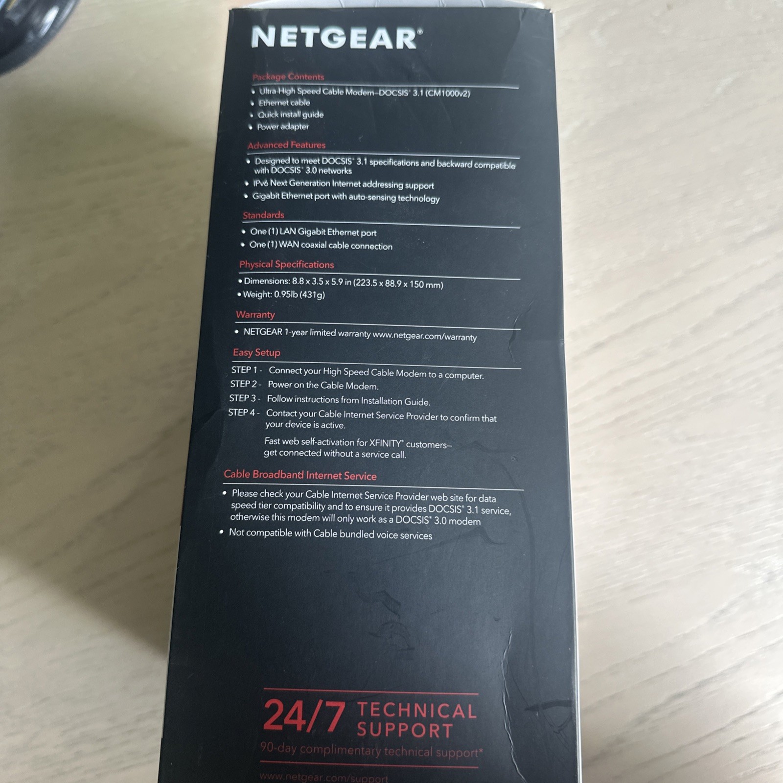 NETGEAR Nighthawk CM1000 DOCSIS 3.1 Mid/high-Split Cable Modem,Black-LN