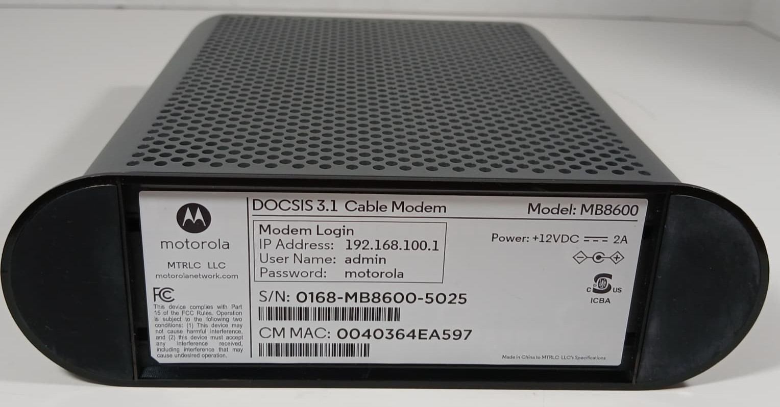 Motorola MB8600 DOCSIS 3.1 Cable Modem Gigabit Ethernet Black – Tested Works