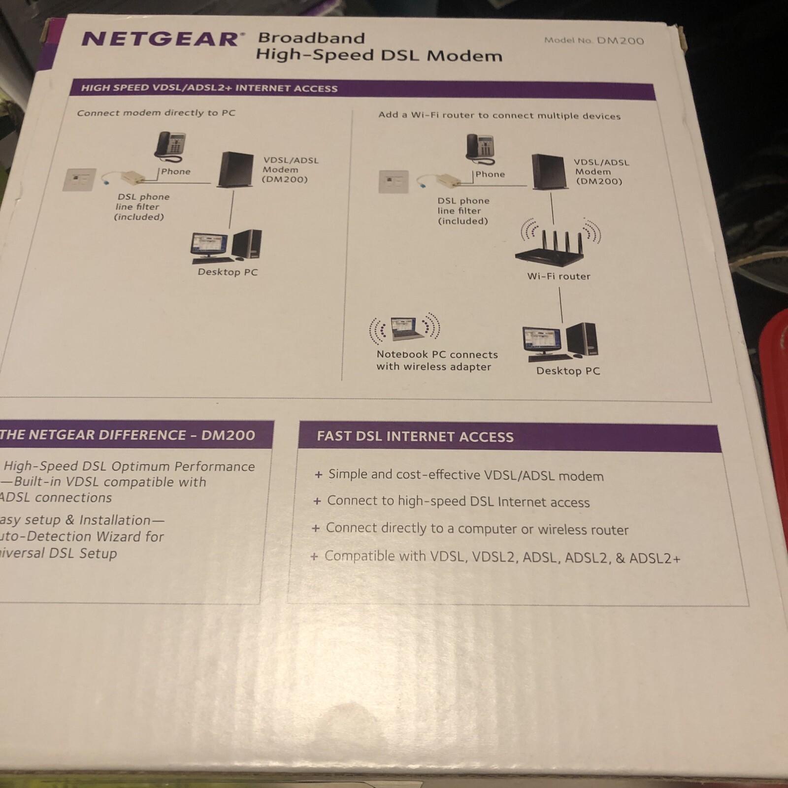 NETGEAR Broadband High-Speed DSL Modem VDSL/ADSL (DM200)NEW sealed