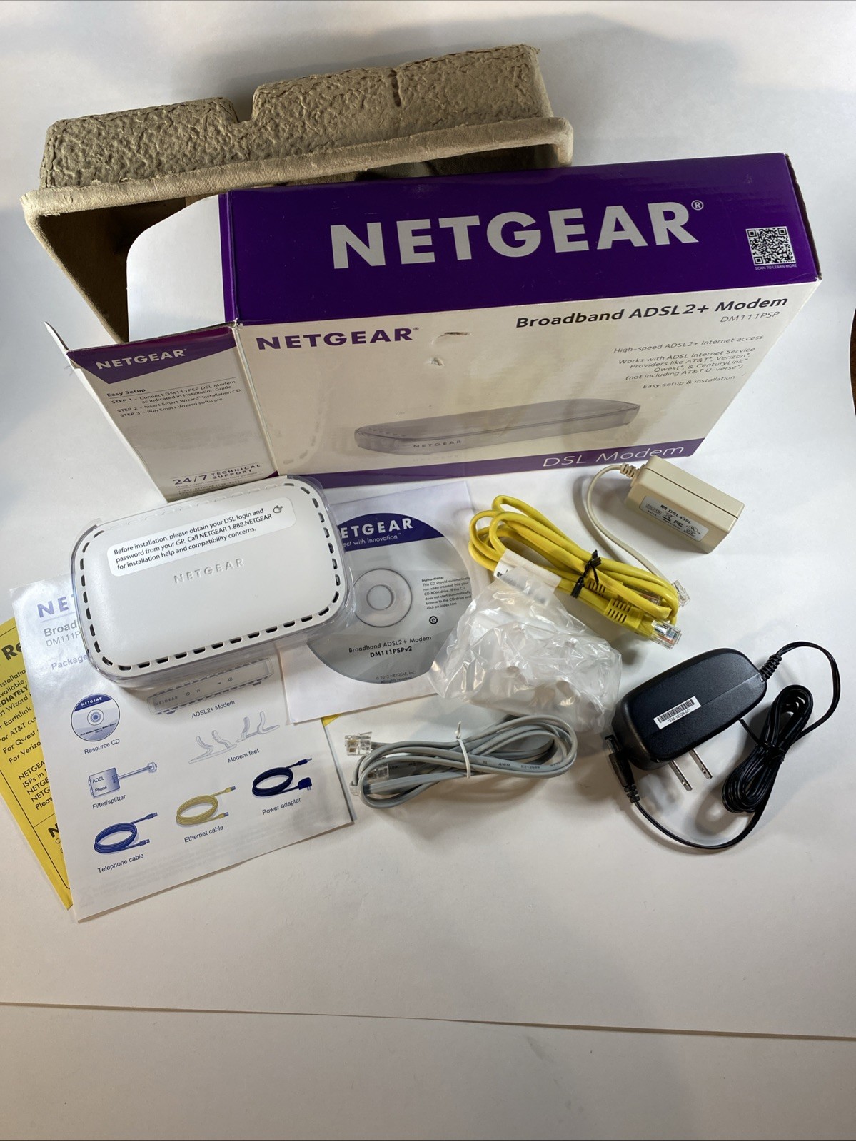 Netgear DSL Broadband ADSL2+ Modem DM111PSP New Open Box