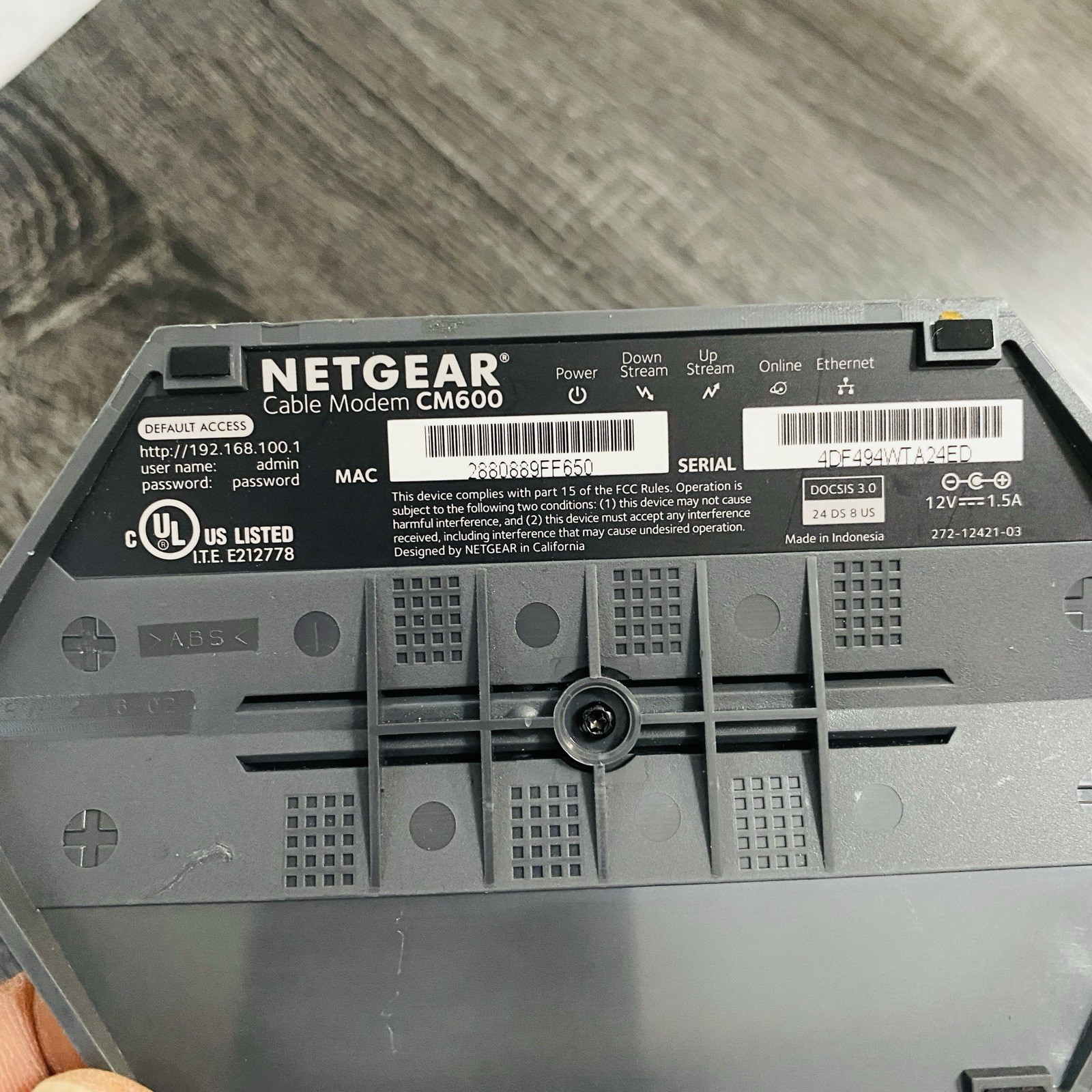 Netgear CM600 DOCSIS 3.0 Cable Modem With Power Adapter – Tested Works
