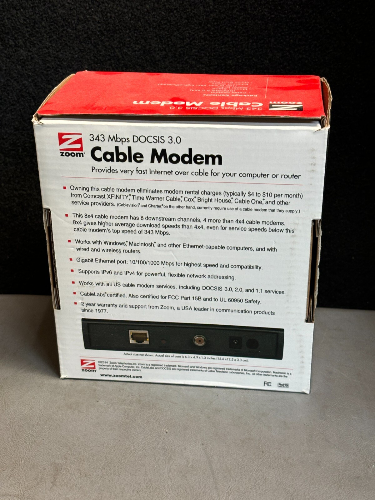 NEW Zoom 343 Mbps DOCSIS 3.0 Cable Modem Model: 5341