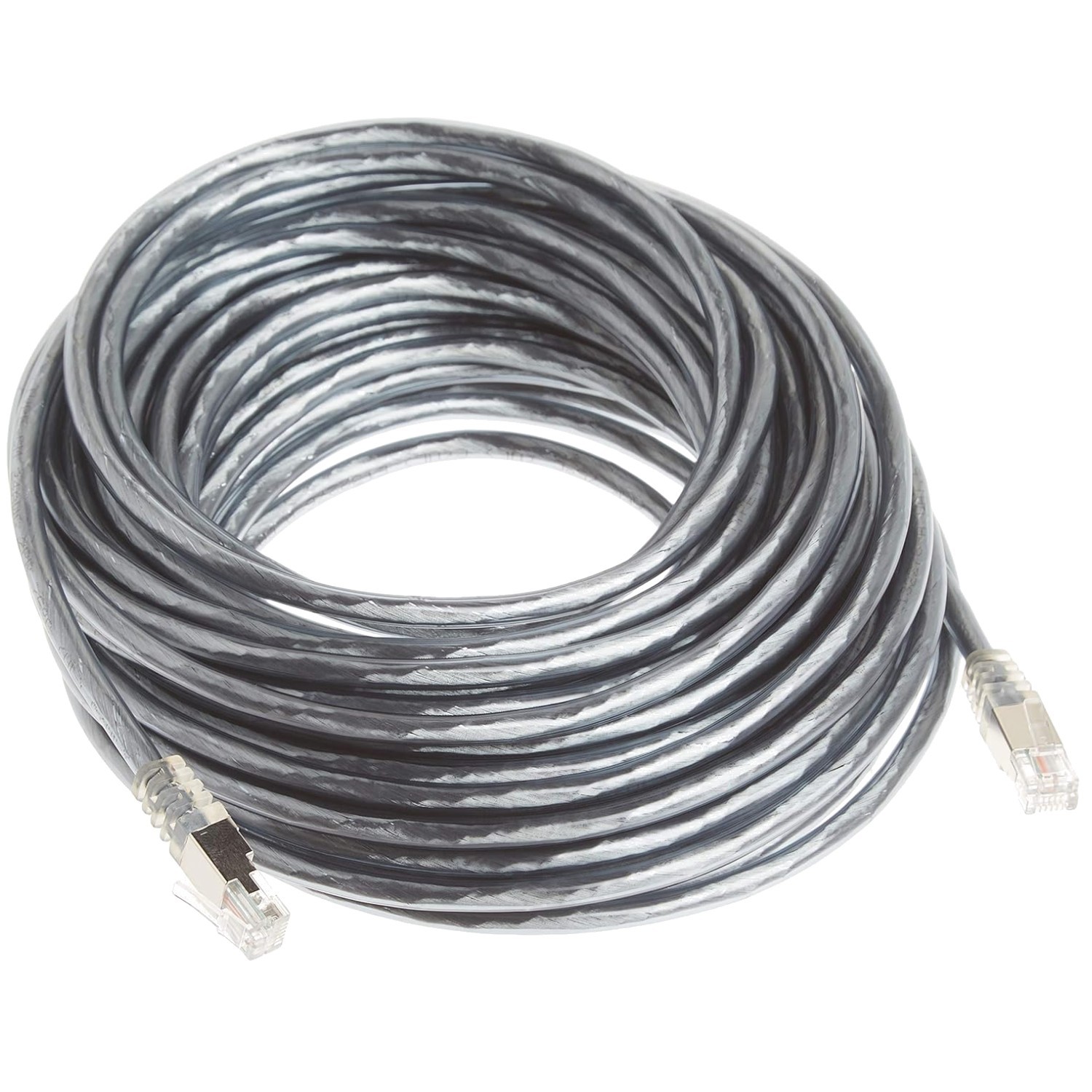 Gray RJ11 Modem Cable – 50ft Double-Shielded Ethernet Cord