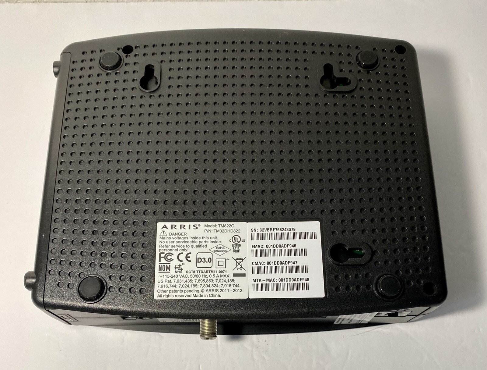 ARRIS Touchstone TM822G DOCSIS 3.0 VoIP Telephony Cable Modem Optimum Black