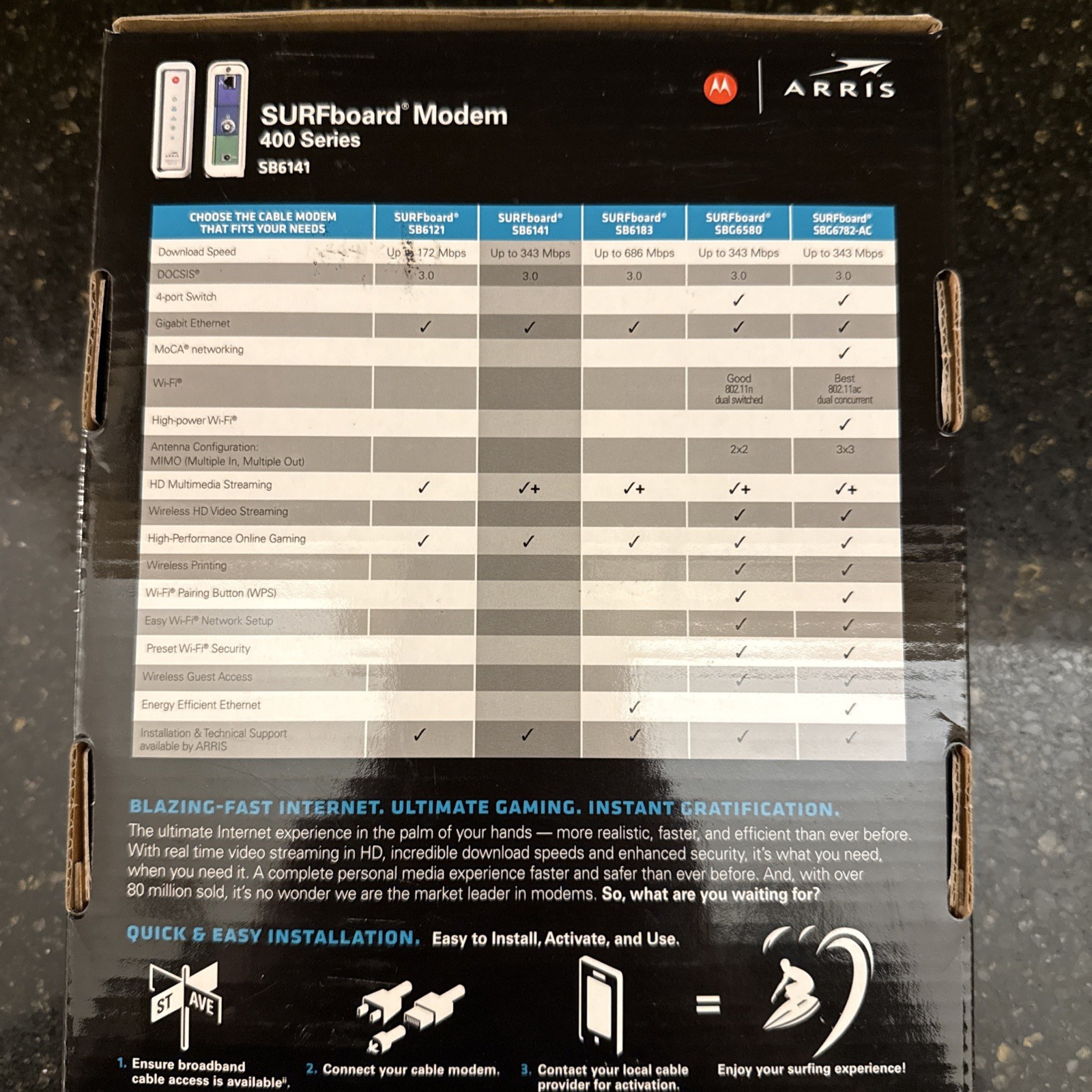 ARRIS / Motorola SurfBoard SB6141 DOCSIS 3.0 Cable Modem – White New Open Box