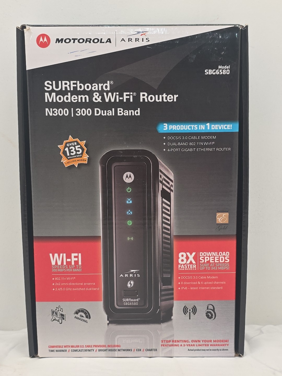 Motorola SURFboard SBG6580 Cable Modem WiFi Router DOCSIS 3.0 N300 Dual Band