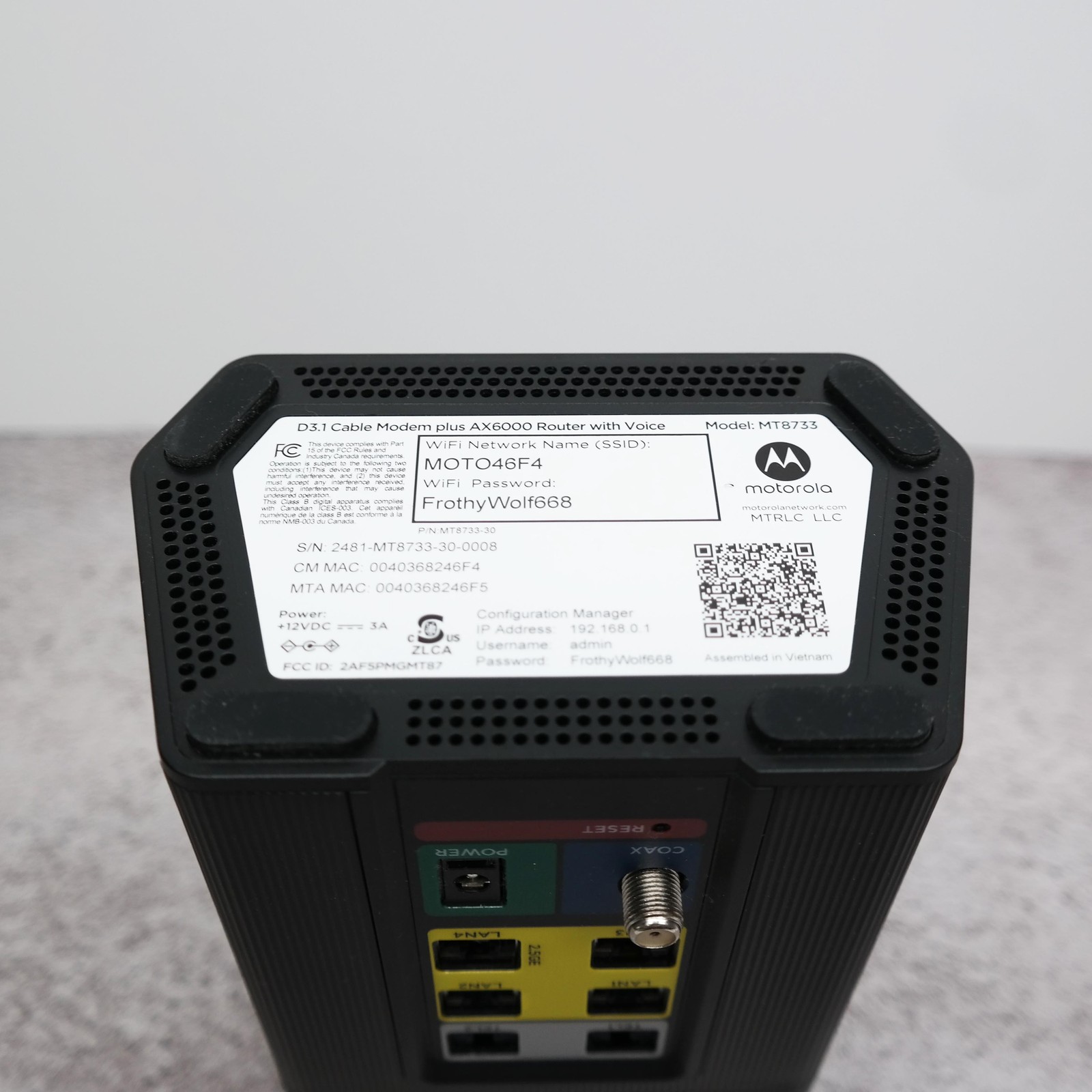 Motorola MT8733 Cable Modem and Wireless Router BROKEN