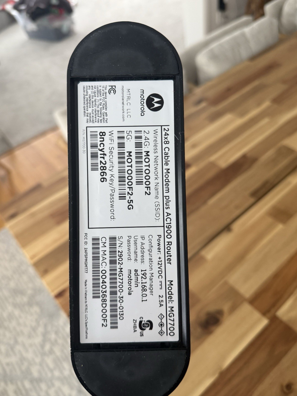 Motorola MG7700 Modem WiFi Router Combo